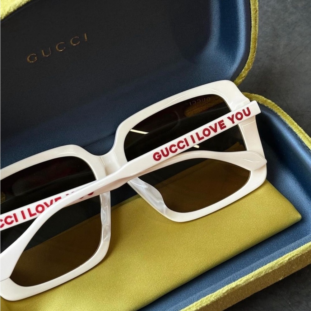 GUCCI GG0567SAN 006 square sunglass ivory white frame brown/light mirror lenses - Picture 15 of 16